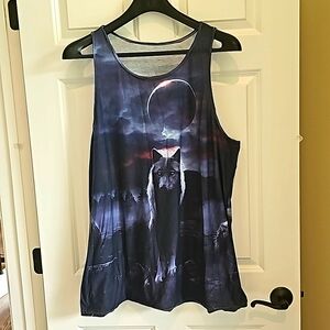 NWOT Wolf Tank Top, Blue